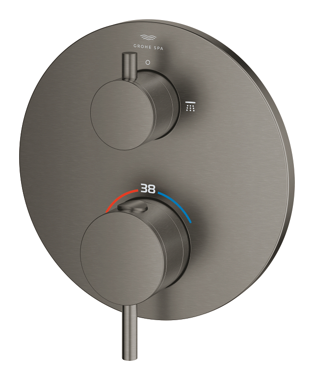 Atrio Thermostatic shower mixer for 2 outlets with integrated shut  off/diverter valve