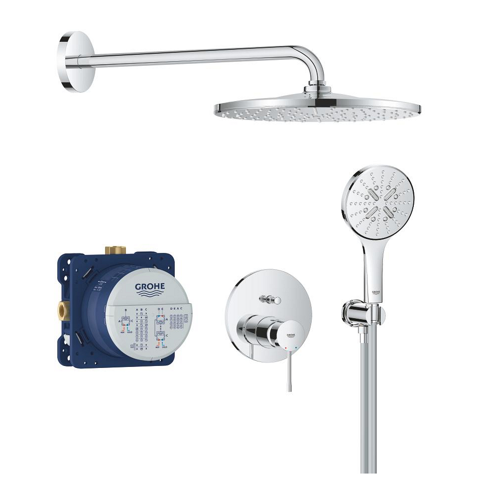 GROHE 34883000 Precision THM Rd Conc 2 Func Shw Sys Duschsystem Infu00e4lld Med Vitalio Start 250, Krom
