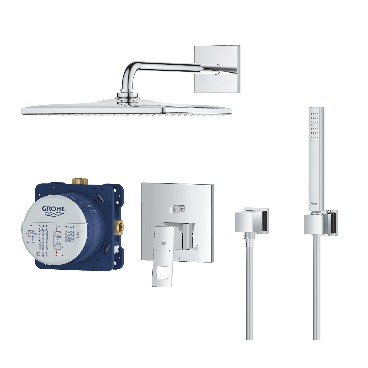 Eurocube Concealed shower system with Rainshower Mono 310 Cube GROHE