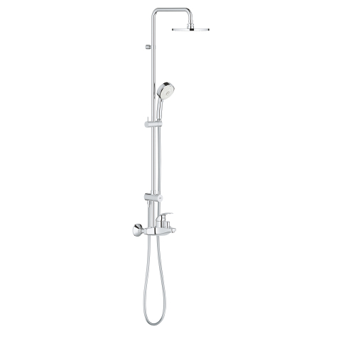 Shower system with single lever bath mixer for wall mounting