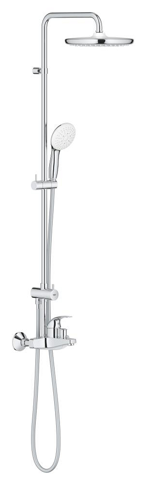 Shower system with single lever bath mixer for wall mounting