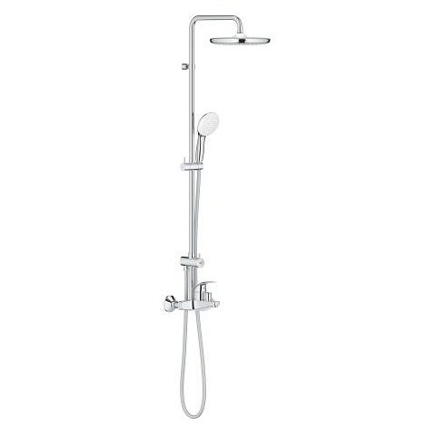 Shower system with single lever bath mixer for wall mounting