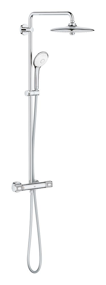 Shower system with thermostatic mixer for wall mounting