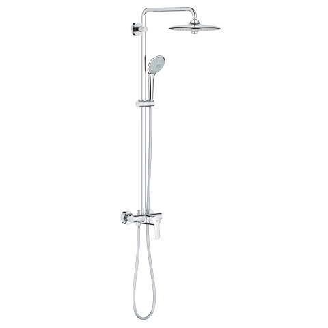 Shower system with single lever mixer for wall mounting