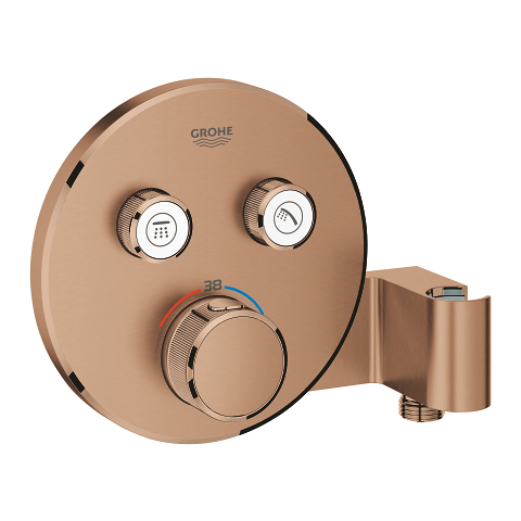 Miscelatore termostatico a 2 vie con supporto manopola doccia integrato