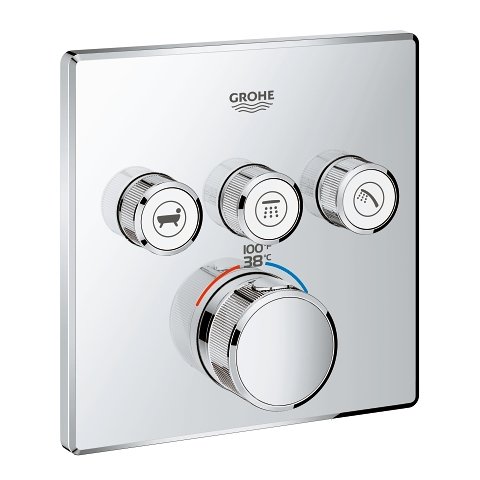 Thermostat for concealed installation with 3 valves