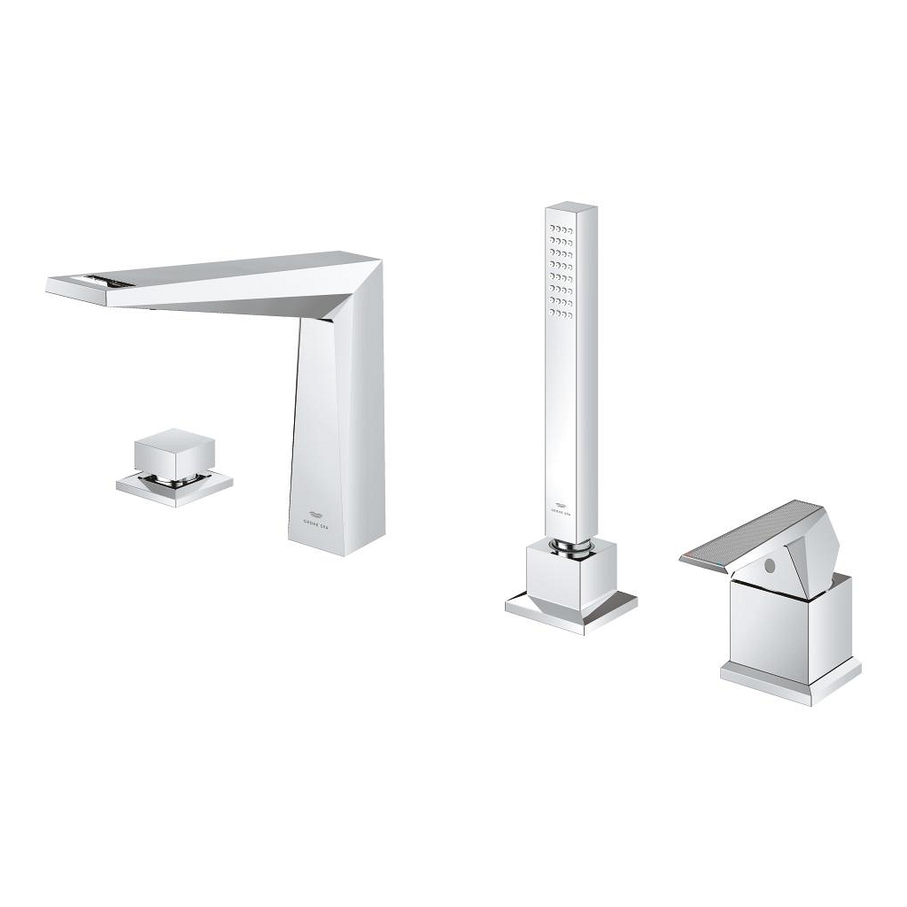 GROHE Eurostyle Cosmopolitan Wannenarmatur – 4-Loch Einhandmischer Mit Handbrause, Chrom