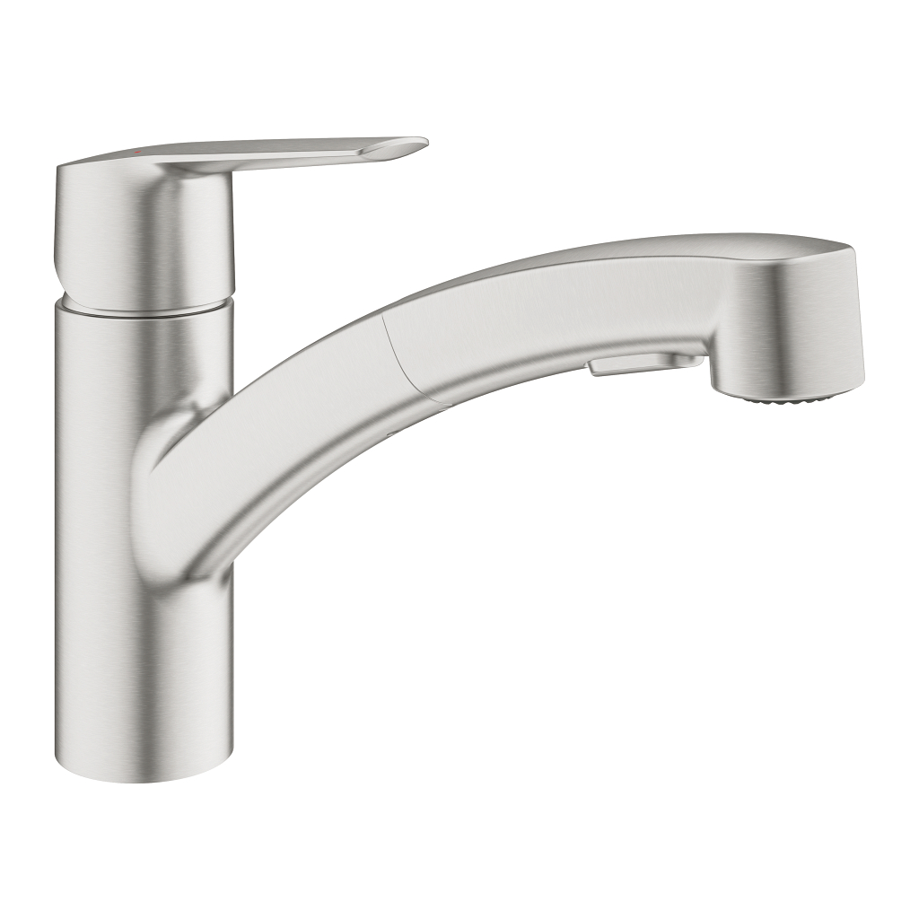 GROHE Robinet de cuisine évier Start Flow, bec en forme de U, pivotant à 360°, installation et nettoyage facile, Supersteel, 31555001 (Import Allemagne