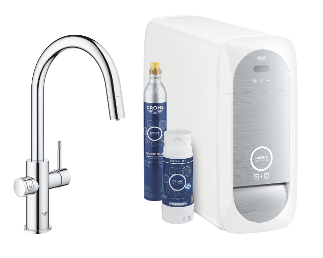GROHE Blue Home Sodaarmatur C-Auslauf Starter Kit mit 
