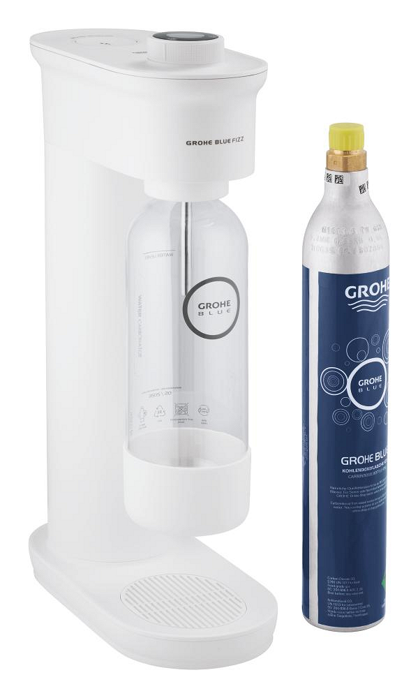 GROHE Blue Fizz  'Advanced'  Wassersprudler mit CO₂ Anzeige, Starter Set (1 x Trinkflasche, 1 x CO₂ Flasche)
