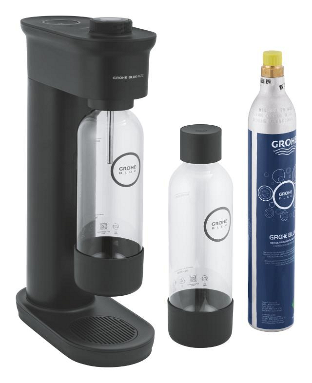 GROHE Blue Fizz 'Advanced' Wassersprudler mit CO₂ Anzeige, Couple Set (2 x Trinkflasche, 1 x CO₂ Flasche)