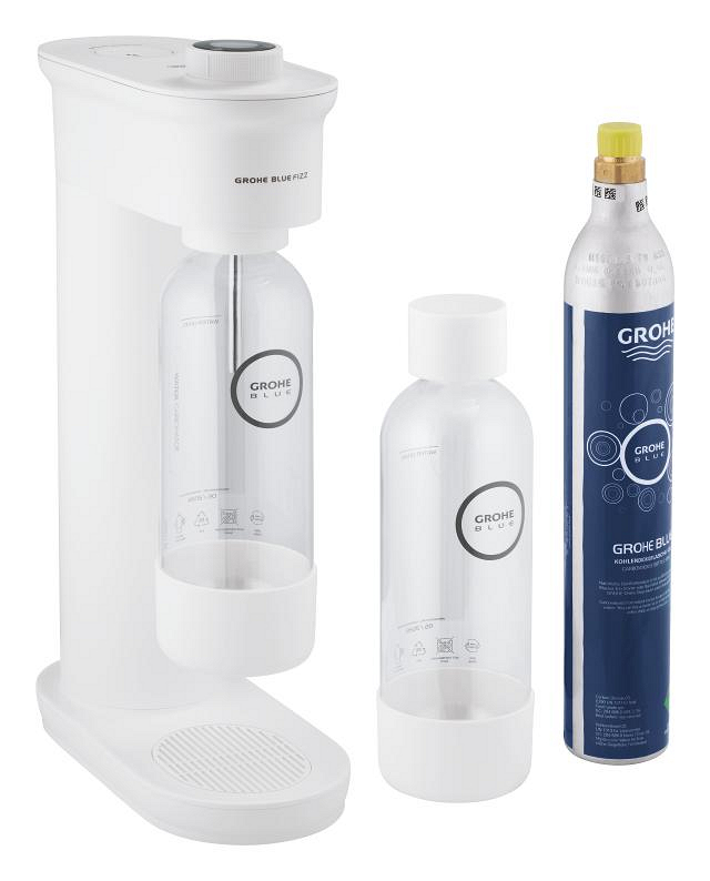 GROHE Blue Fizz 'Advanced' Wassersprudler mit CO₂ Anzeige, Couple Set (2 x Trinkflasche, 1 x CO₂ Flasche)