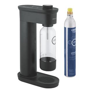 Bundle 1: Wassersprudler GROHE Blue Fizz Advanced schwarz & Glaskaraffe