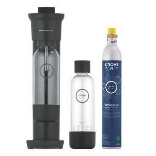 Thumbnail 4: GROHE Blue Fizz 'Advanced' Wassersprudler mit CO₂ Anzeige, Duo Set (2 x Trinkflasche, 1 x CO₂ Flasche)