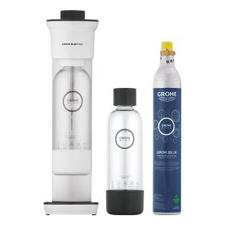 Thumbnail 4: GROHE Blue Fizz 'Advanced' Wassersprudler mit CO₂ Anzeige, Duo Set (2 x Trinkflasche, 1 x CO₂ Flasche)