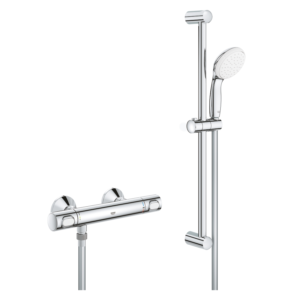 Precision Flow Thermostatic shower mixer 1/2″ with shower set for low