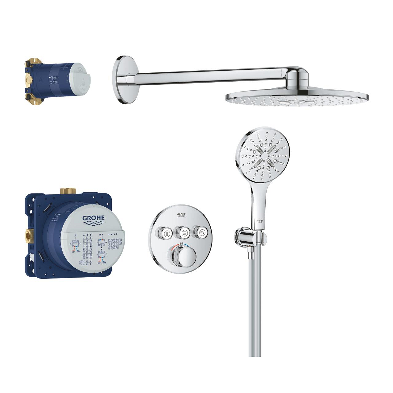 Grohtherm SmartControl Duschsystem Unterputz mit Rainshower SmartActive ...