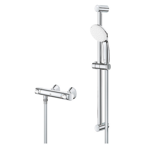Precision Flow Thermostatic shower mixer 1/2" with shower set for low pressure 3