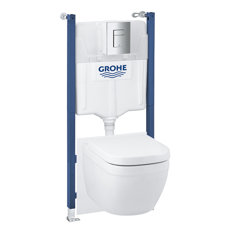 GROHE QuickFix Solido 3 In 1 Set Per WC Sospeso - Altezza 1,13 M - Fissaggio A Parete - Nero Opaco Ultra