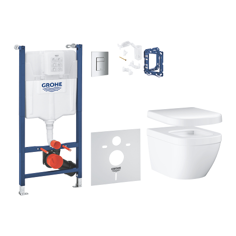 Solido 6-in-1 Set mit Euro Keramik für WC, 1,13 m Bauhöhe mit GROHE Fresh