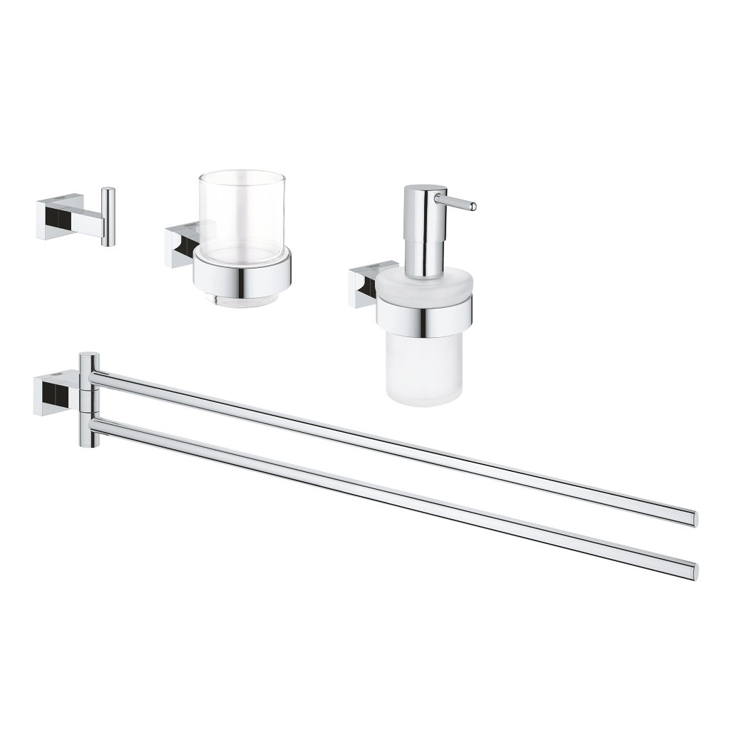 Essentials Cube Bathroom accessories set 4-in-1 | GROHE