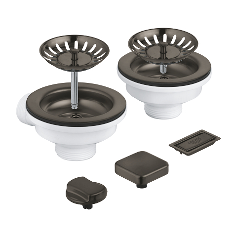 Waste set sink with excenter for 2 bowls sinks