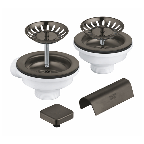 Waste set sink with excenter for 2 bowls sinks