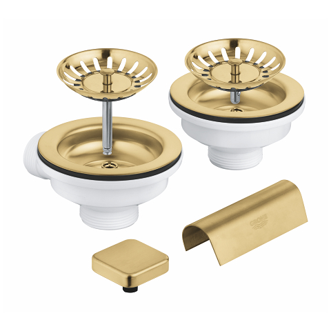 Waste set sink with excenter for 2 bowls sinks