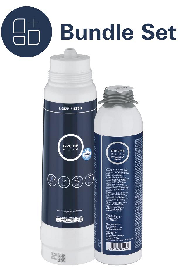 GROHE Bundle: Filtro Taglia L (non adatto a GROHE Blue Home) + Cartuccia Pulizia