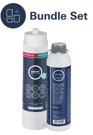 Pack GROHE Blue Magnesio + Zinc: Filtro + Cartucho limpieza (no compatible con GROHE Blue Pure)