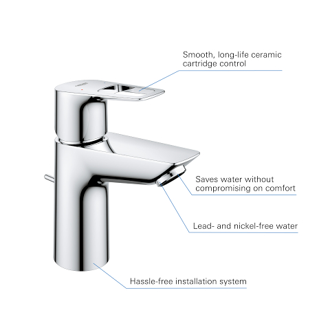 Start Loop - Basin Tap S-Size with Pop-up Waste Set - Chrome 6