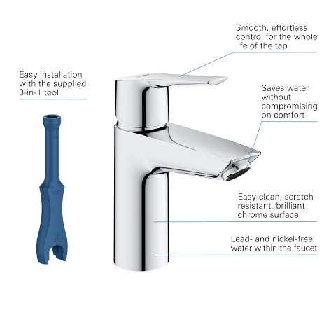 Start - Basin Tap S-Size with Push-open Waste Set - Chrome 6