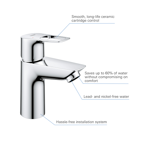 Start Loop - Basin Tap S-Size low flow with Push Open Waste Set - Chrome 6