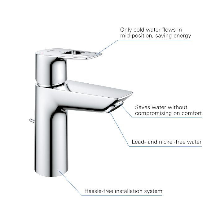 Start Loop - Basin Tap M-Size with Pop-up Waste Set - Energy Saving - Chrome 6