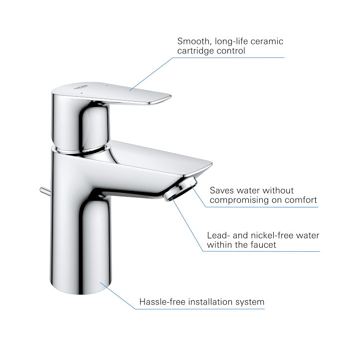 Start Edge - Robinet de lavabo taille S avec tirette et vidage - Chromé