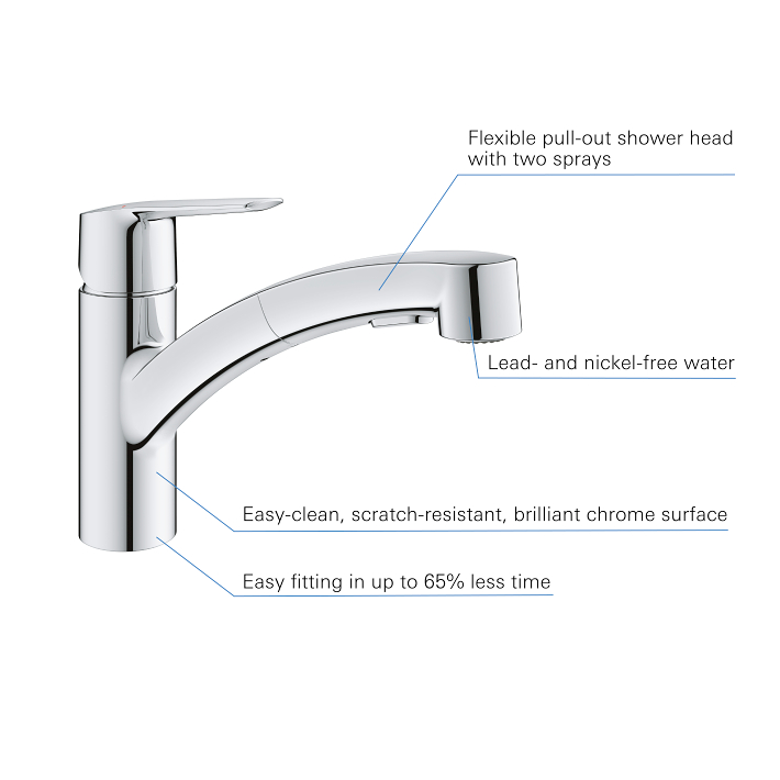 Kitchen Tap Low Spout With Dual Spray