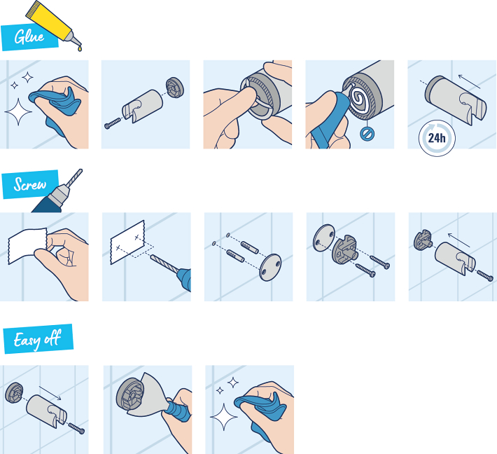 Vitalio Start 110 Ensemble de douche 3 jets avec support mural 9