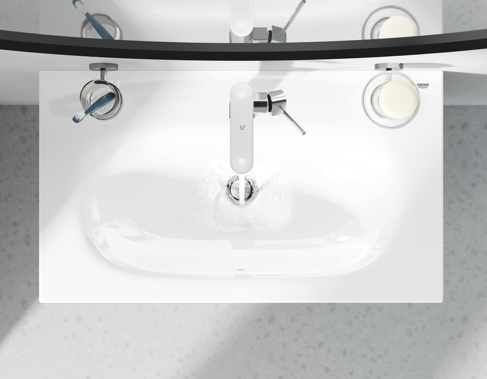GROHE Plus robinet de lavabo taille M en chrome avec afficheur LED