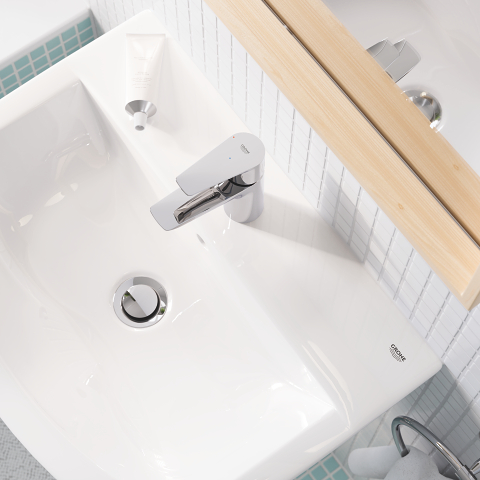 Start Edge - Robinet de lavabo taille S avec bonde de vidage clic-clac - Économie d'énergie - Chromé 7