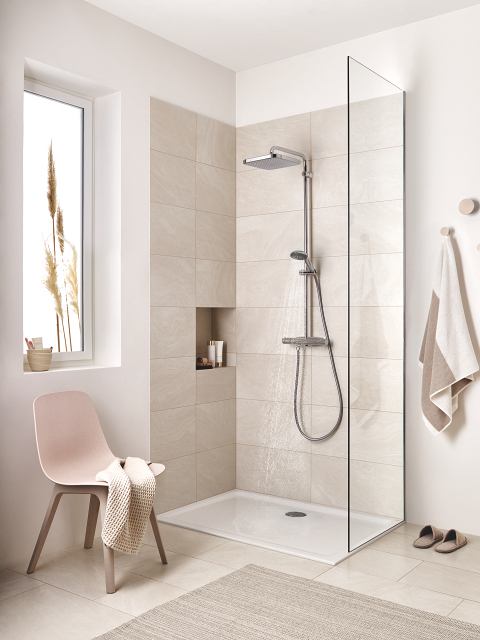 Vitalio Start System 250 Cube Duschsystem med 160cc-termostat för väggmontering 6