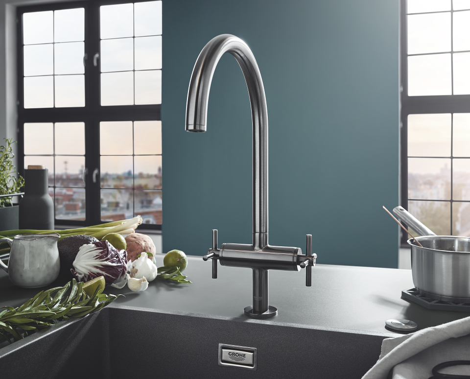 GROHE Atrio robinet de cuisine en gris brossé