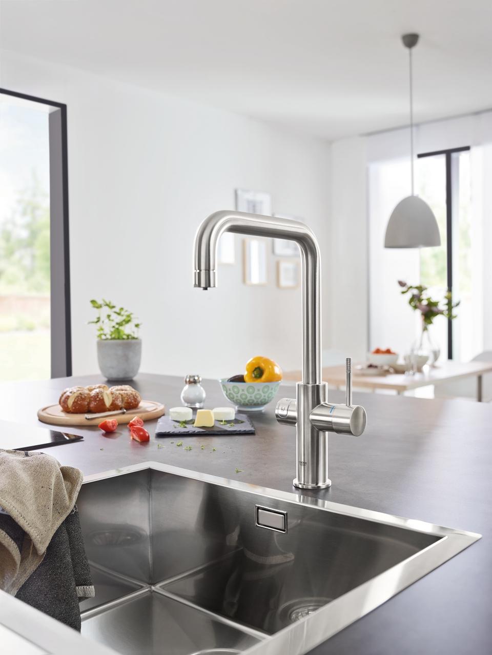 GROHE Blue Home in roestvrijstaal met U-uitloop