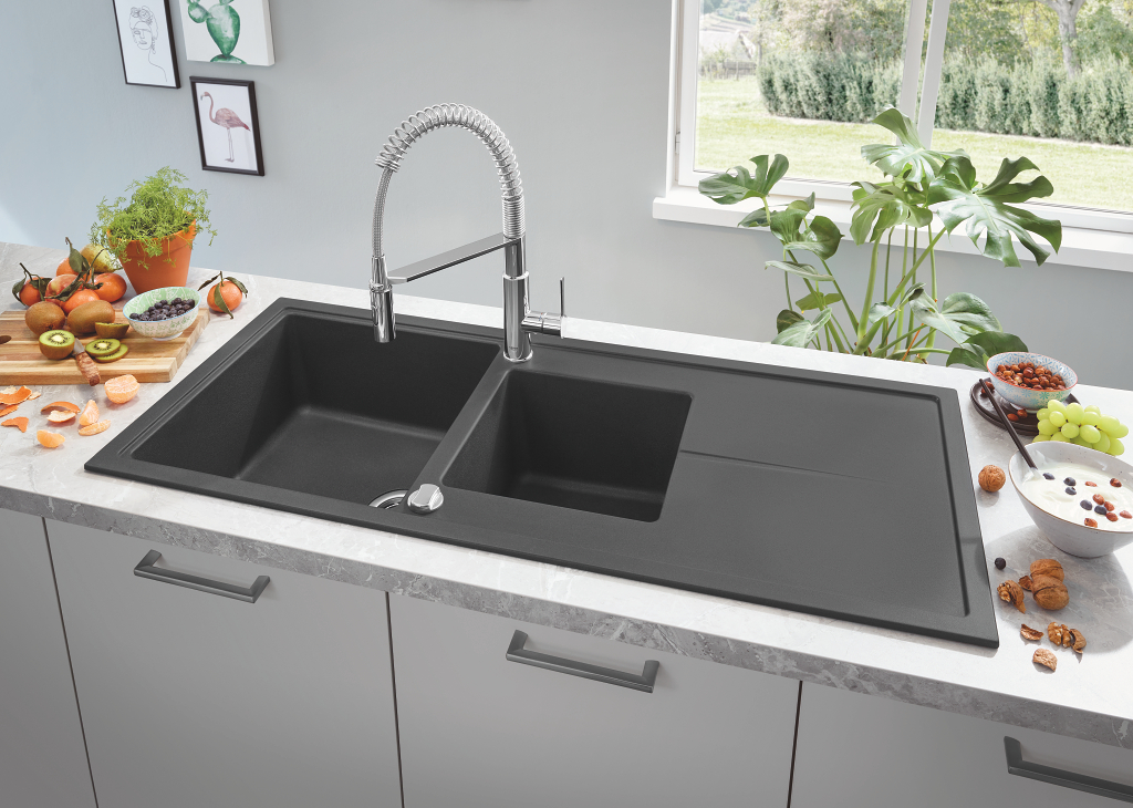 grohe k400 1.5 bowl stainless steel kitchen sink