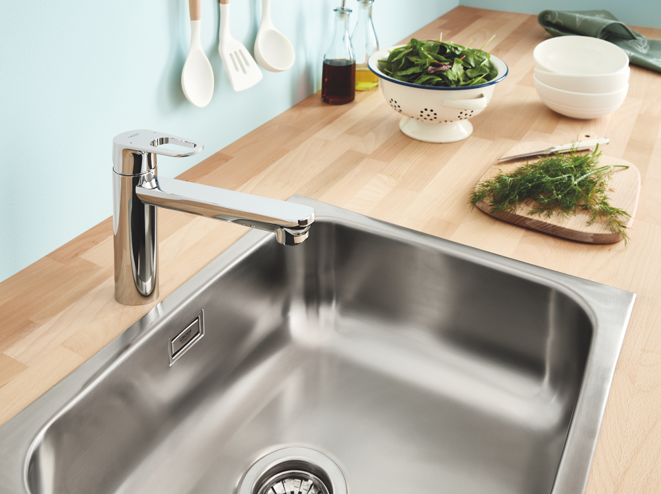 GROHE BauFlow robinet de cuisine en chrome avec bec médium